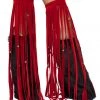 J Valentine Pants 1038 - Black Velvet Fringe Leggings With Bells