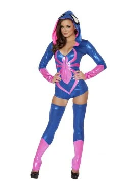 J Valentine ONE PIECES CA108 - Pink Spider Hooded Romper Costume