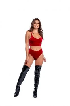 J-Valentine, Inc BOTTOMS CH389 - Velvet High-Waist Short