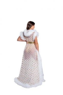 J-Valentine, Inc CH305 - Fur Trimmed Sequin Mesh Hooded Duster OUTERWEAR