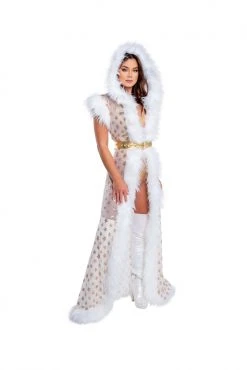 J-Valentine, Inc CH305 - Fur Trimmed Sequin Mesh Hooded Duster OUTERWEAR 13 J-Valentine, Inc CH305 - Fur Trimmed Sequin Mesh Hooded Duster OUTERWEAR