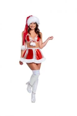 J-Valentine, Inc TOPS CH378 - Holographic Vinyl Triangle Top With Fur Pom-Poms 10 J-Valentine, Inc TOPS CH378 - Holographic Vinyl Triangle Top With Fur Pom-Poms