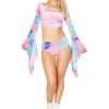 J-Valentine Catalog FF115 - Long Sleeve Tie Dye Gypsy Sleeve Top TOPS