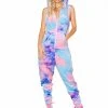 J-Valentine Catalog ONE PIECES FF186 - Tie Dye Velvet Zipper Front Jumpsuit