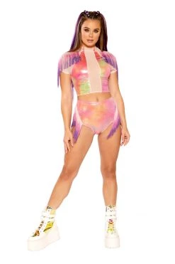 J Valentine BOTTOMS FF273 - OMBRE FRINGE HIGH-WAIST SHORT