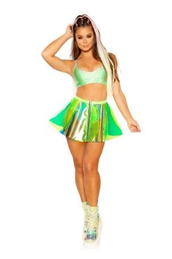 J-Valentine, Inc FF383 - Holographic Pinwheel Vinyl Skirt BOTTOMS