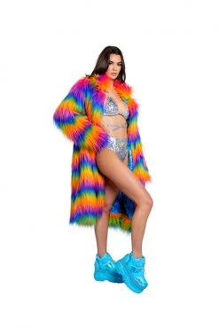 J-Valentine, Inc OUTERWEAR FR154 - Rainbow Attitude Fur Coat