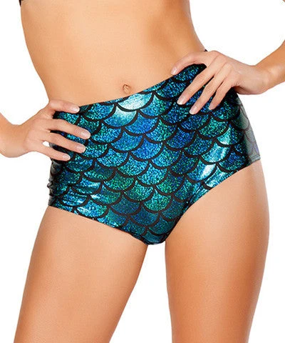 J Valentine BOTTOMS CC401 - Scale High Waist Mermaid Shorts 6 J Valentine BOTTOMS CC401 - Scale High Waist Mermaid Shorts