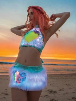 J-Valentine, Inc TOPS FF489 - Light-Up Heart Sequin Top