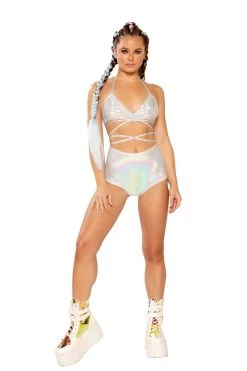 J Valentine FF265 - HOLOGRAPHIC HIGH-WAIST SHORT BOTTOMS